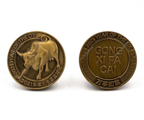 客製生肖主題金屬紀念幣－2021 牛年恭喜發財款